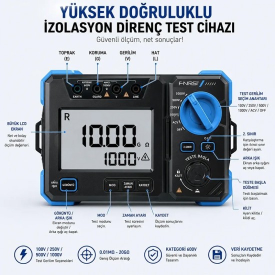 Fnirsi MRT-1050 1000V İzolasyon Test Cihazı